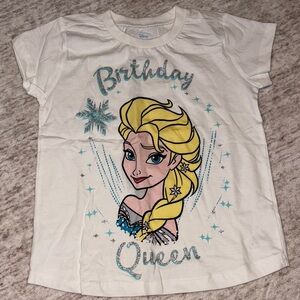 Disney Frozen Elsa Birthday Queen T-Shirt - White and Blue